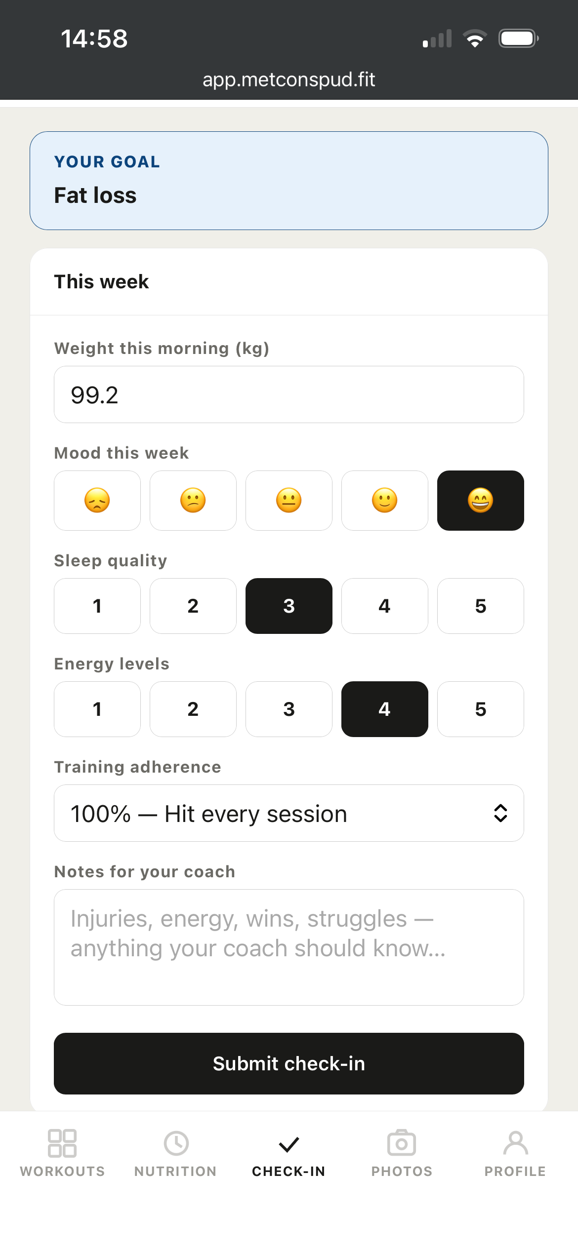 Weekly check-in