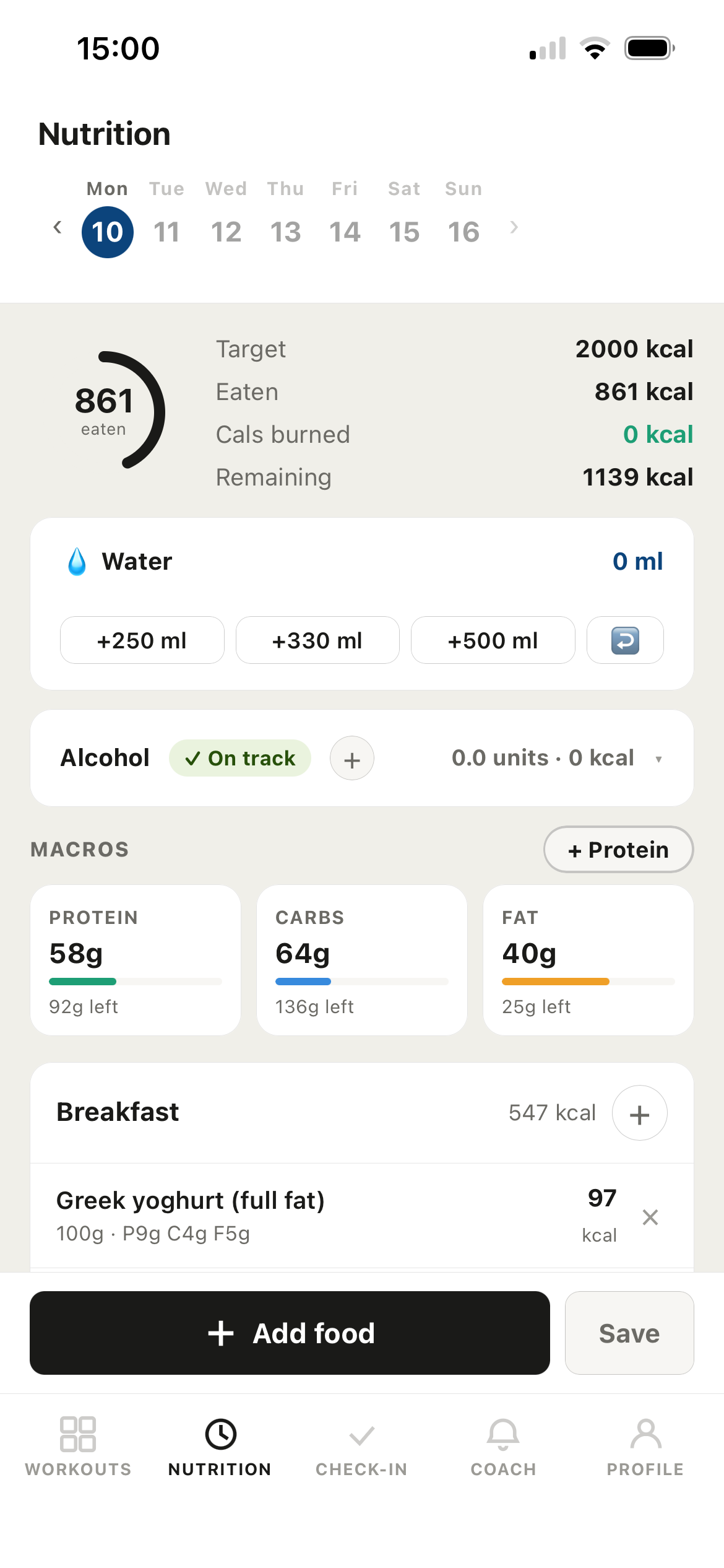 Nutrition tracking