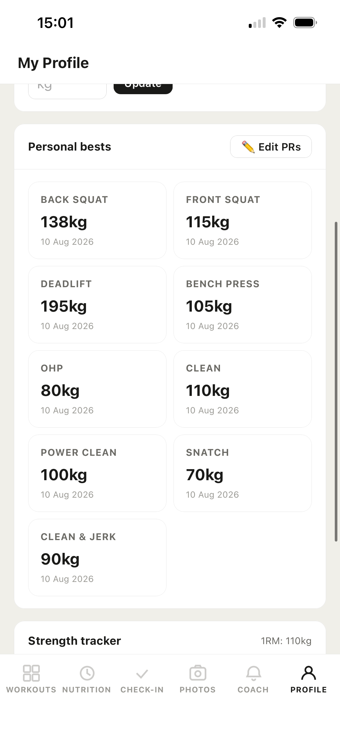 Strength tracker